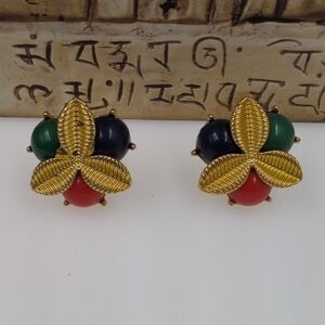 Sassy Jones Red and Green Butterfly Earrings Floral Multicolor Classic & Vibrant